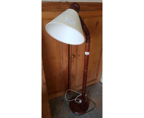 Wooden standard lamp with shade, condition requests and additional images will not be given for lots in this sale.