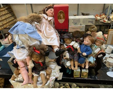 Large collection of dolls with a miniature sofa, condition requests and additional images will not be given for lots in this 