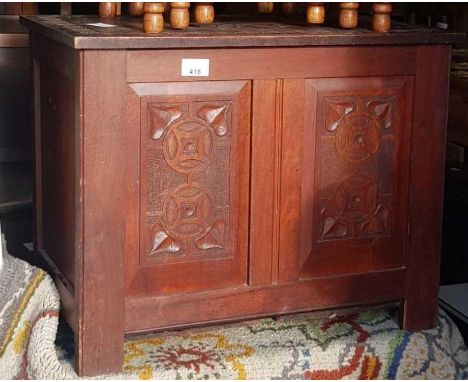 Carved wooden trunk, condition requests and additional images will not be given for lots in this sale.