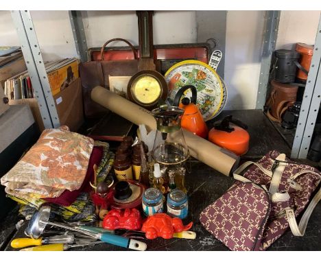 Shelf to include kettle, camping kettle, barometer, trays etc condition requests and additional images will not be given for 