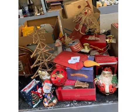 Part shelf of Christmas decorations, condition requests and additional images will not be given for lots in this sale.