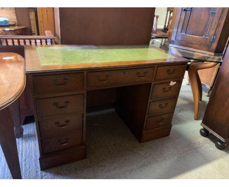 Leather top pedestal desk, condition requests and additional images will not be given for lots in this sale.