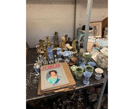 A collection of seventeen Wedgwood jasper ware items, along with a Tortoiseshell snuff box, KLM houses, paperweights and othe