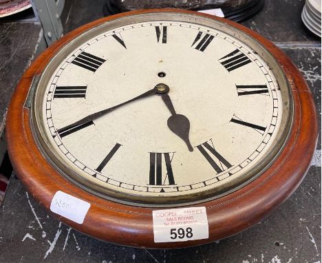 Circular wall clock with wooden surround, condition requests and additional images will not be given for lots in this sale.