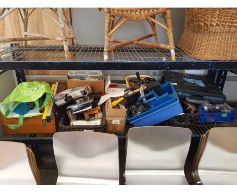 Shelf of tools to include screws, nails, drill parts tool boxes etc, condition requests and additional images will not be giv