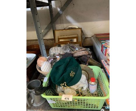 Half shelf to include picture frames, shells, brass items, school hat etc condition requests and additional images will not b