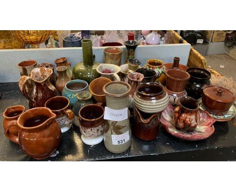 Half shelf of Studio Pottery, condition requests and additional images will not be given for lots in this sale.