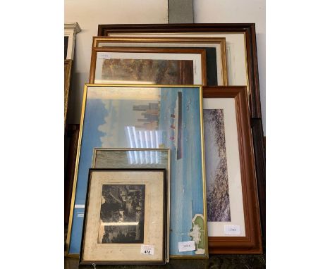Shelf of framed pictures, condition requests and additional images will not be given for lots in this sale.