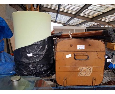 Brown metal trunk &amp; walking sticks, condition requests and additional images will not be given for lots in this sale