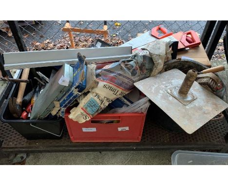Shelf of tools to include saws, hammers, screwdrivers, socket &amp; wrench set, decorating tools etc, condition requests and 