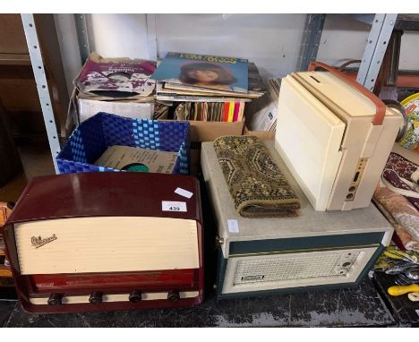 Collection of albums, 45's, G Marconi radio, HMV records, Dansett Bermuda record player, Stellaphone tape recorder, condition