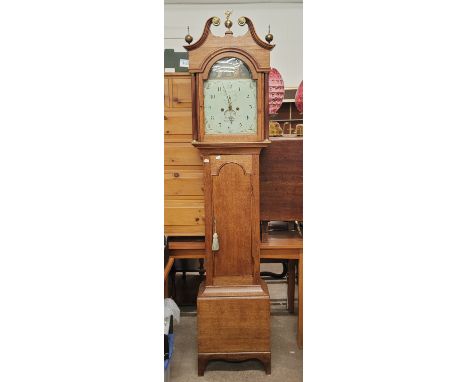 H Bunyan of Horncastle; a George III oak cased longcase/grandfather clock, the dial with black painted Arabic numerals, subsi