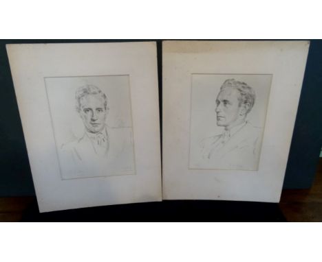 Reginald Grenville Eves (1876-1941), two portrait etchings of the actor Leslie Howard,dated 1937 (19cm x 14cm) unframed in mo