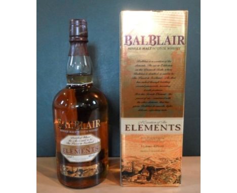 A bottle of Balblair Elements Single Malt Scotch Whisky, 1ltr, 43% vol, in original box.