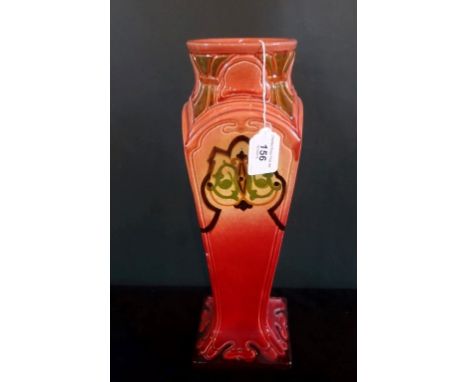 A large late 19th century Ault Pottery vase, possibly designed by Christopher Dresser, having painted and relief moulded Art 