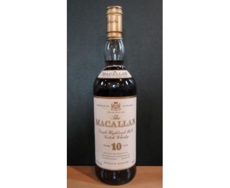 A bottle of Macallan Single Highland Malt Scotch Whisky, 10 years old, 1980's bottling, 75cl, 40% vol.