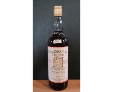 A bottle of Caperdonich Connoisseurs Choice Single Speyside Malt Scotch Whisky, distilled 1968, bottled 1992, 70cl, 40% vol.