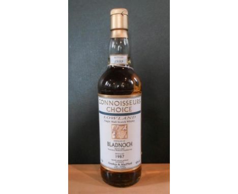 A bottle of Baldnoch Connoisseurs Lowland Single Malt Scotch Whisky, distilled 1987, 70cl, 40% vol.