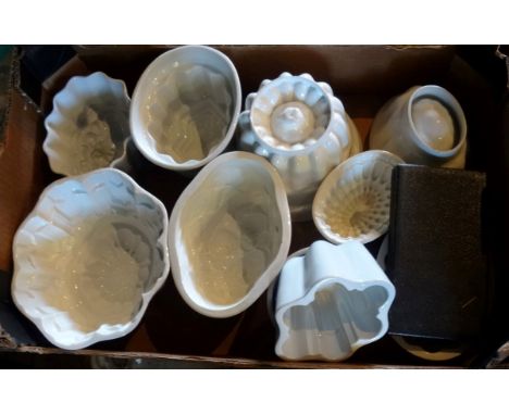 A collection of ten 19th century and later ceramic jelly moulds, to include Copeland and Cetem Ware examples.