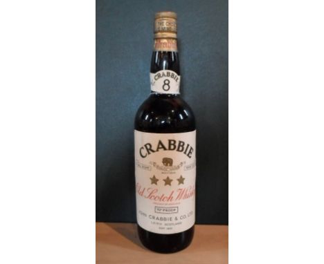 A bottle of Crabbie Old Scotch Whisky, 8 years old, old bottling, 70% proof.