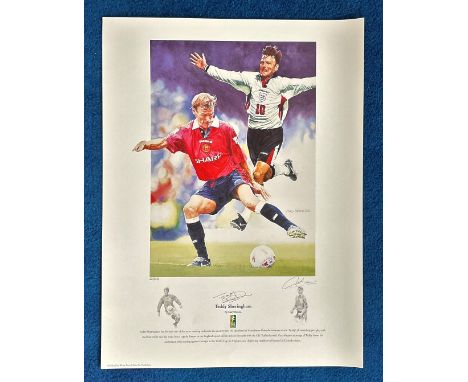 Teddy Sheringham 24x18 colour montage print by the artist Gary Keane and Teddy Sheringham. Gary Keane's montage of Teddy show