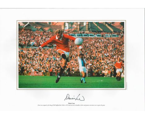 Football, Dennis Law signed 16x12 colour photograph pictured during his time playing for Manchester United where he was known