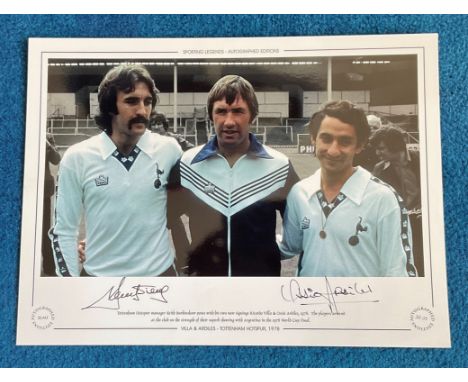 Football, Osvaldo Ardiles and Ricky Villa signed 16x12 colour photograph shows the pair with Manager Keith Burkinshaw after s