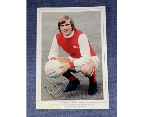 Eddie Kelly signed Eddie Kelly Arsenal Legend 16x12 colour print. Eddie Kelly is best remembered at Arsenal for scoring the e