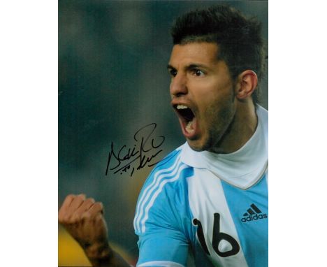 Football Sergio Aguero signed 10x8 inches colour photo pictured while playing for Argentina. Good condition. All autographs a