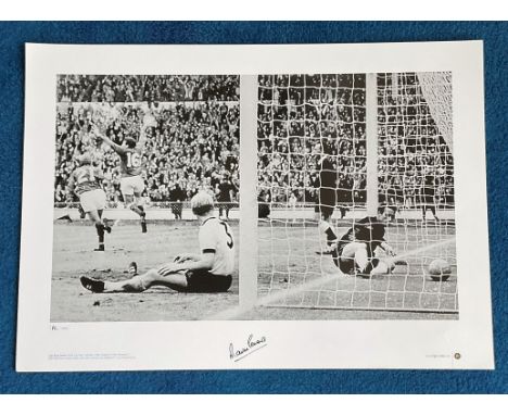 Martin Peters signed 22x16 Big blue tube Cup Kings Series black and white print picturing Peters celebrating after scoring fo