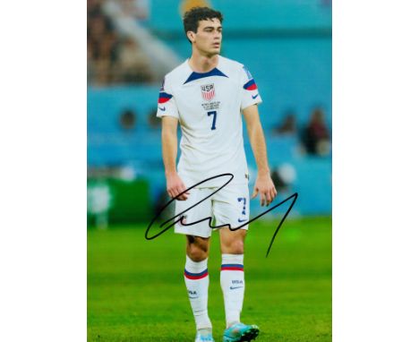 Football Giovanni Reyna signed U. S. A. 12x8 inches colour photo. Giovanni Alejandro Reyna (born November 13, 2002) is an Ame