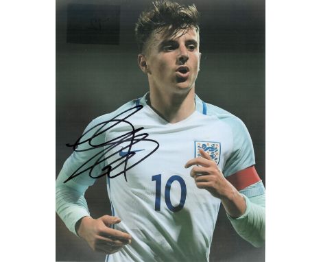 Football Mason Mount signed 10x8 inches colour photo pictured while playing for England. Good condition. All autographs are g