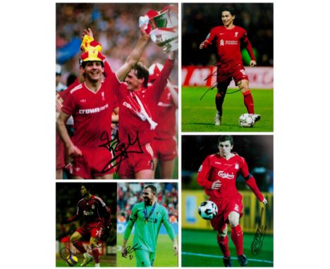 Football Liverpool collection includes 5 signed 12x8 inches colour photos names include Jim Beglin, Andy Lonergan, Harry Kewe