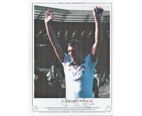 Trevor Brooking 16x12 signed colourised photo, Autographed Editions, Limited Edition. Photo Shows West Ham's Brooking arms ra