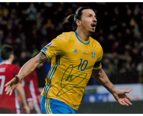 Football Zlatan Ibrahimovic signed 12x8 inches colour photo pictured while playing for Sweden. Good condition. All autographs