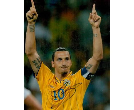 Football Zlatan Ibrahimovic signed 12x8 inches colour photo pictured while playing for Sweden. Good condition. All autographs
