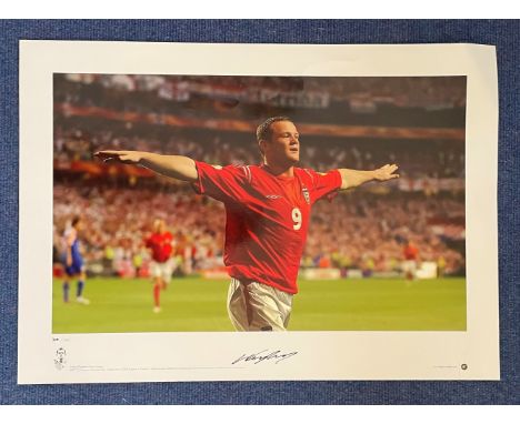 Football, Wayne Rooney signed colour 22x16 Pride of England Big Blue Tube colour print European Championship Estadio de Luz 2