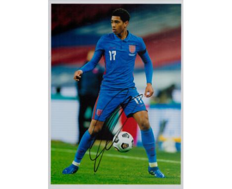 Football Jude Bellingham signed 12x8 inches colour photo pictured while playing for England. Good condition. All autographs a
