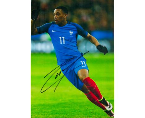 Football Anthony Martial 12x8 inches colour photo pictured while playing for France. Good condition. All autographs are genui