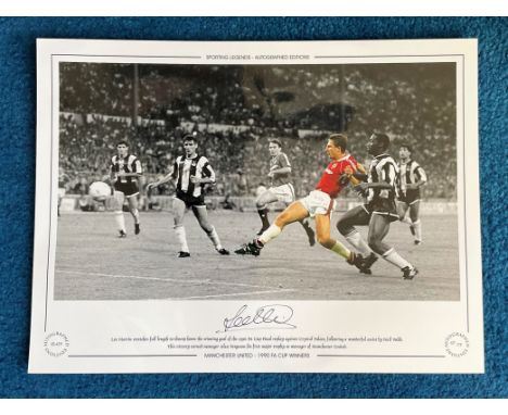 Lee Martin 16x12 signed colourised photo Autographed Editions, Limited Edition. Photo Shows Martin stretching full length to 