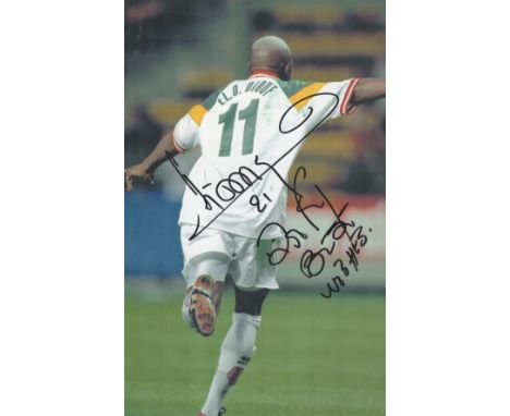 Football El Hadji Diouf signed 12x8 inches colour photo pictured while playing for Senegal. Good condition. All autographs ar