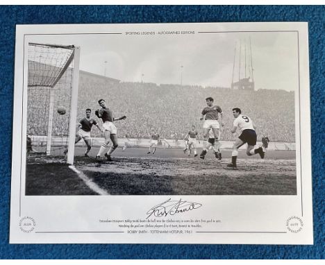 Bobby Smith 16x12 signed black and white photo Autographed Editions, Limited Edition. Photo Shows Smith heading the ball into