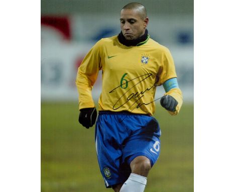 Football Roberto Carlos signed 10x8 inches colour photo pictured while playing for Brazil. Good condition. All autographs are
