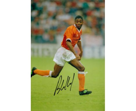 Football Bryan Roy signed 12x8 inches colour photo pictured while playing for the Netherlands. Good condition. All autographs