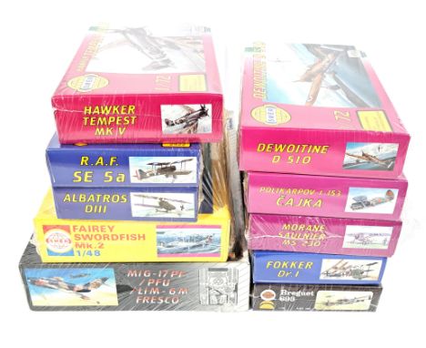 SMER a boxed group of airplane unmade model kits to include 1/72 scale Dewoitine D 510,&nbsp; 1/48 scale Albatros DIII, 1/48 