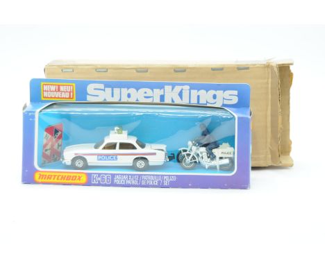 Matchbox a boxed Super Kings K-66 Police Patrol Set with RARE Lime Green Roof Lights and Outer Mail box. Condition is Excelle