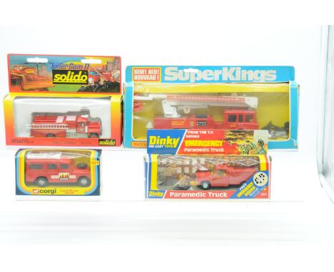 Dinky, Matchbox and similar a boxed Fire related group to include Matchbox K-39 Snorkel Fire Engine, Dinky 267 Emergency Para