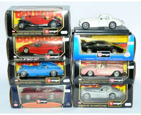 Bburago a mainly boxed group of 1:24 Scale cars (see photo). Conditions appear to be Good to Excellent (unchecked for complet