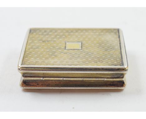 A George III silver gilt vinaigrette, with engine turned decoration, Matthew Linwood, Birmingham 1811, approx. 0.9 ozt Condit