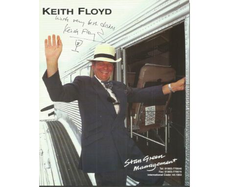 Keith Floyd signed 10x8 colour photo. 1943 - 2009 was a British celebrity cook, television personality and restaurateur, who 